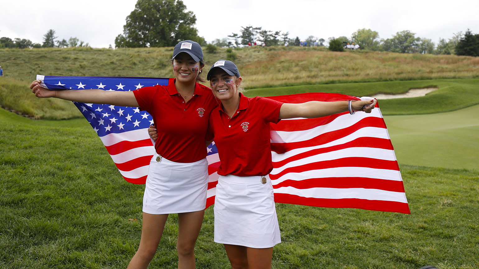 12 Players Chosen For 2024 USA Curtis Cup Practice Session   Kuehn Zhang 2022 Curtis Cup 