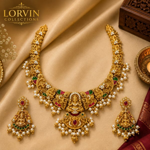 Antique Gold Lakshmi Bridal Choker Set – 825114