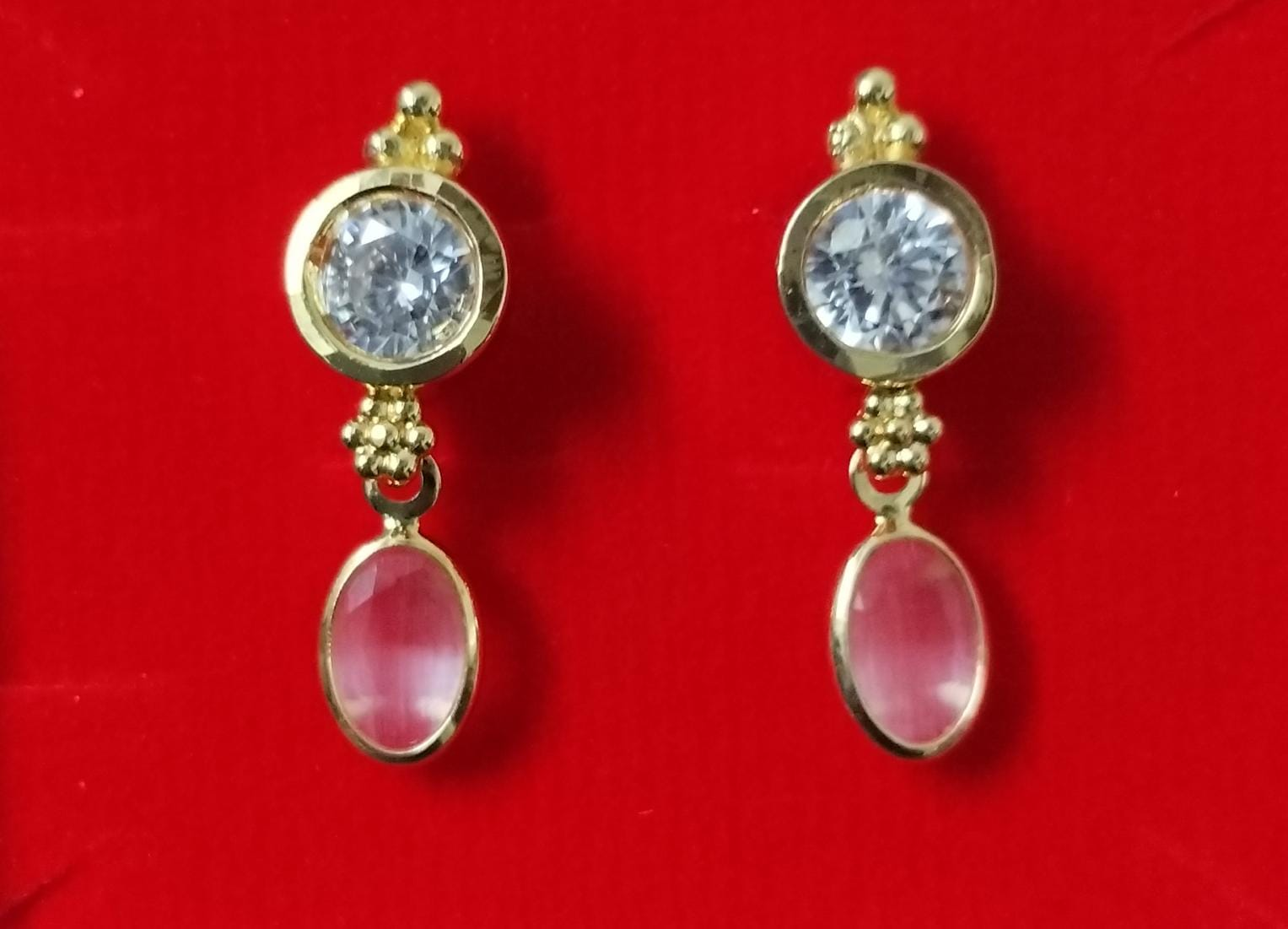 ✨ Radiant Rose Pink Drop Ear Rings