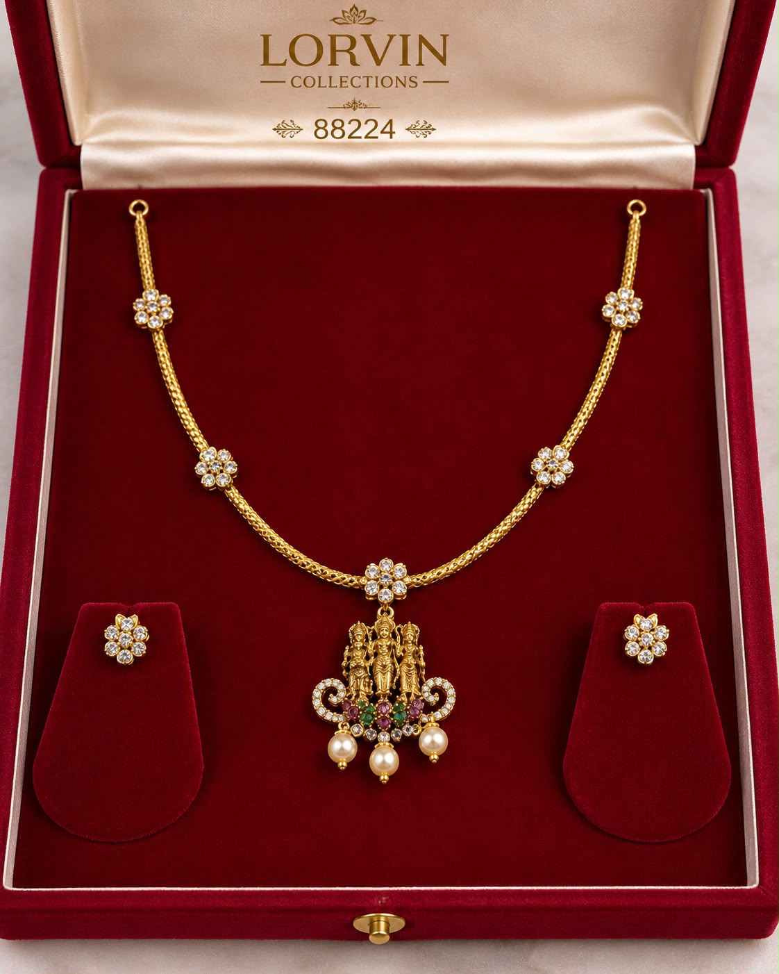 ✨ Divine Ram Darbar Temple Necklace Set 88224