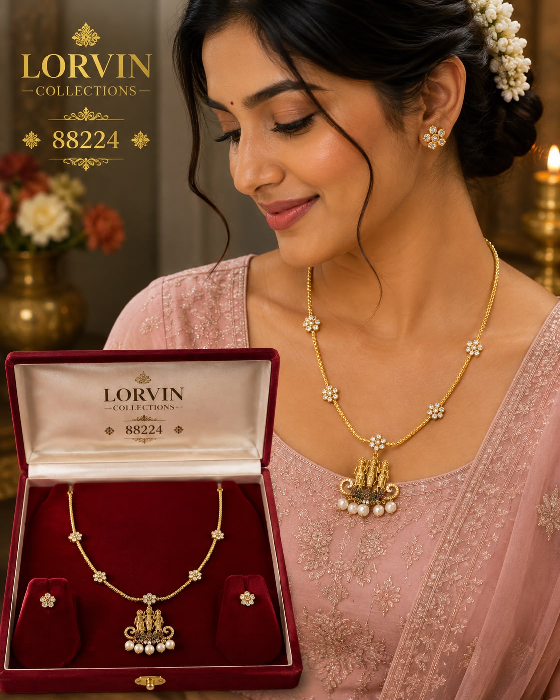 ✨ Divine Ram Darbar Temple Necklace Set 88224