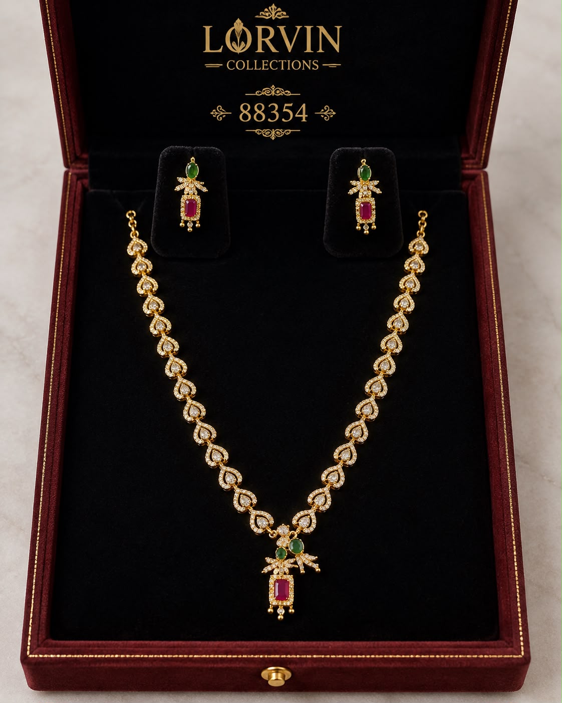 ✨ Elegant Leaf-Link Ruby Pendant Necklace -88354