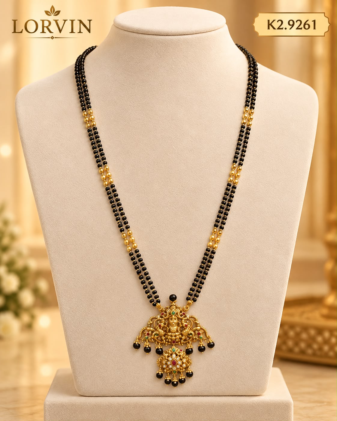 ✨ Divine Lakshmi Black Bead Haram