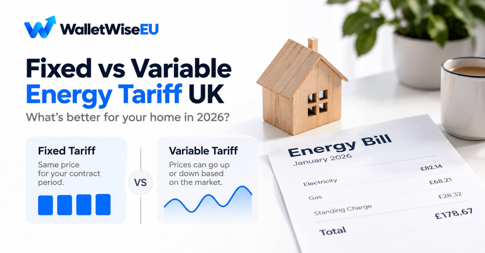 UK household energy bill comparison chart, fixed vs variable energy tariff UK 2026