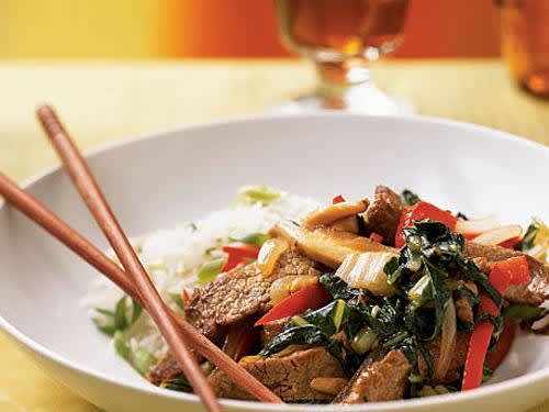 Steak, Shiitake, and Bok Choy Stir Fry