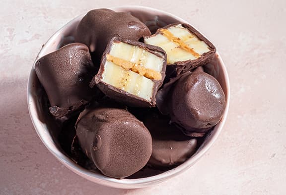 Tasty sweet frozen vegan chocolate peanut butter banana