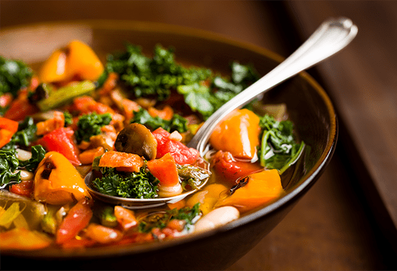 Vegetable Soup with Spoon