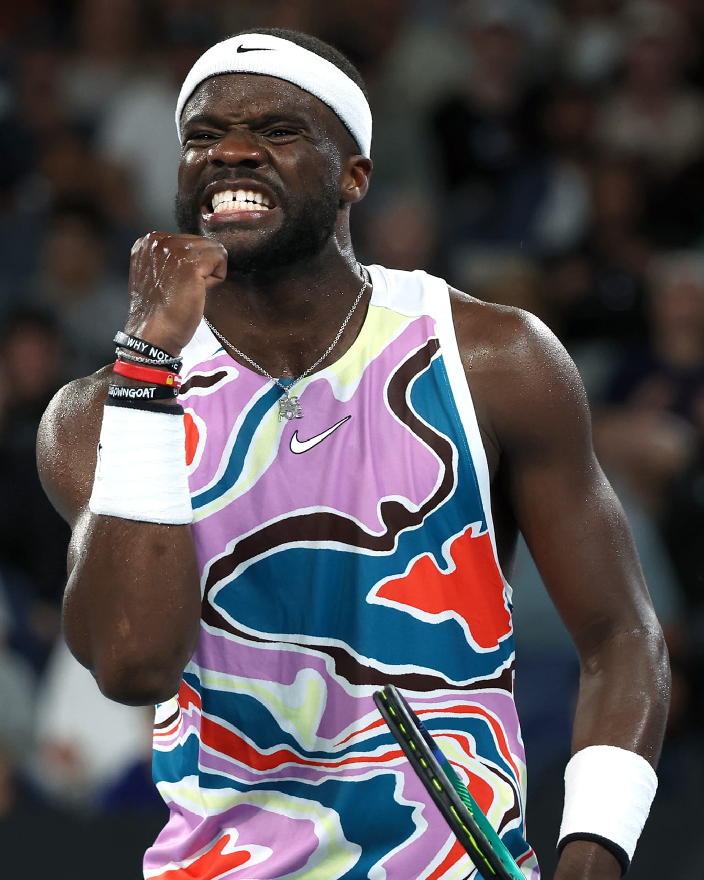 Frances Tiafoe pumps fist after point