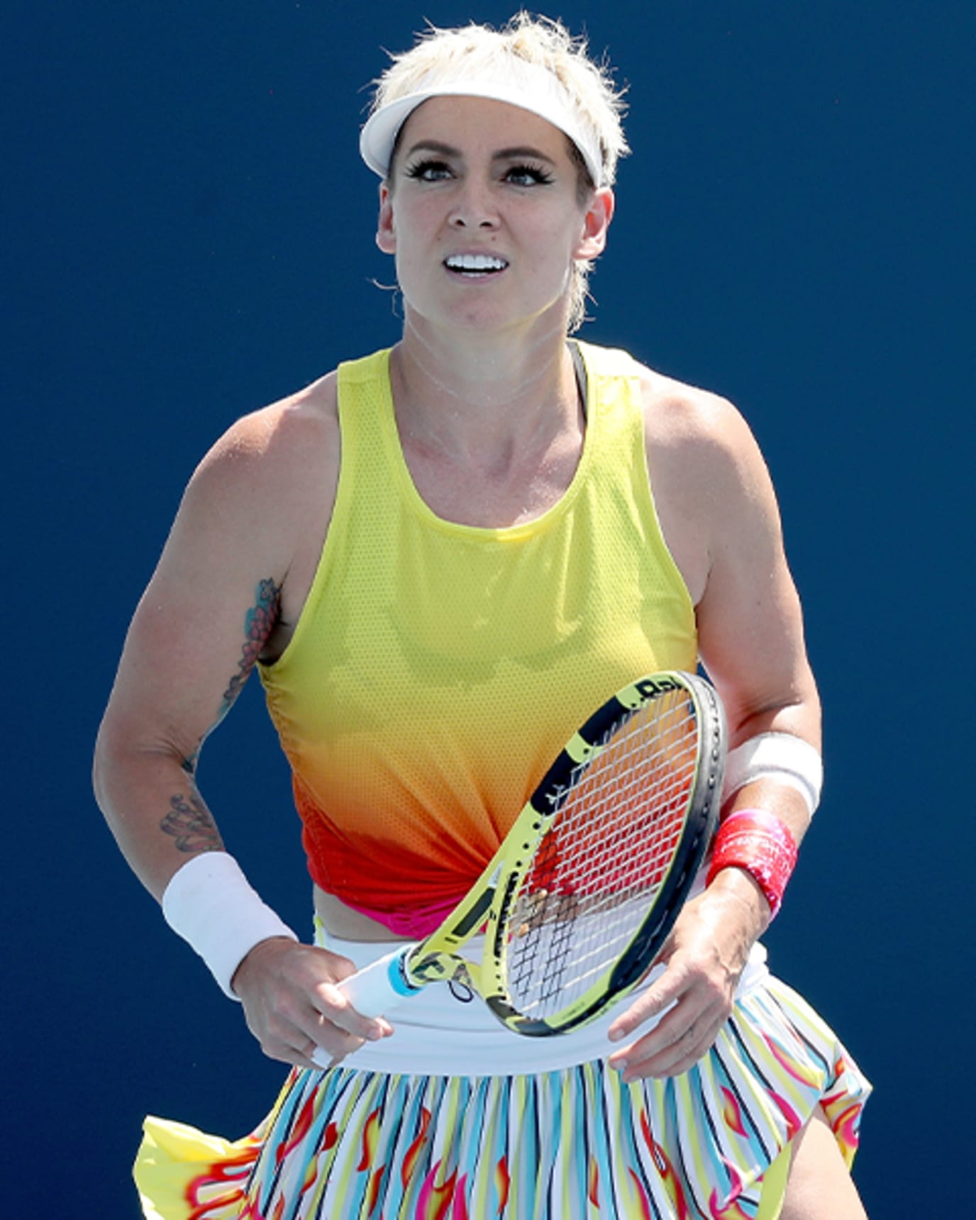 Bethanie Mattek-Sands looks on during a tennis match