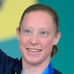 Sarah Adam of USA Wheelchair Rugby on the podium at the 2023 Parapan American Games in Santiago, Chile.