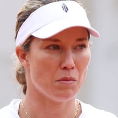 Danielle Collins of United States celebrates a point against Olga Danilovic of Serbia in the Women's Singles second round match during Day Five of the 2024 French Open at Roland Garros on May 30, 2024 in Paris, France.