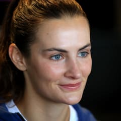 Emily Fox #23 of Team United States speaks to members of the media at Dignity Health Sports Park on June 27, 2023 in Carson, California.