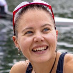 Lauren O'Connor smiling from her boat