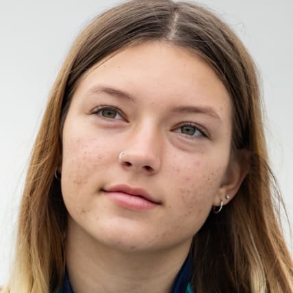 Paige Heyn on the medal stand after winning bronze in the World Street Skateboarding Finals at the Pan American Games 2023 in Santiago, Chile.