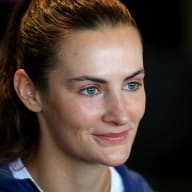 Emily Fox #23 of Team United States speaks to members of the media at Dignity Health Sports Park on June 27, 2023 in Carson, California.