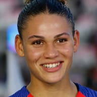 Trinity Rodman of United States talks to the media after winning a match between China and United States at DRV PNK Stadium on December 02, 2023 in Fort Lauderdale, Florida.