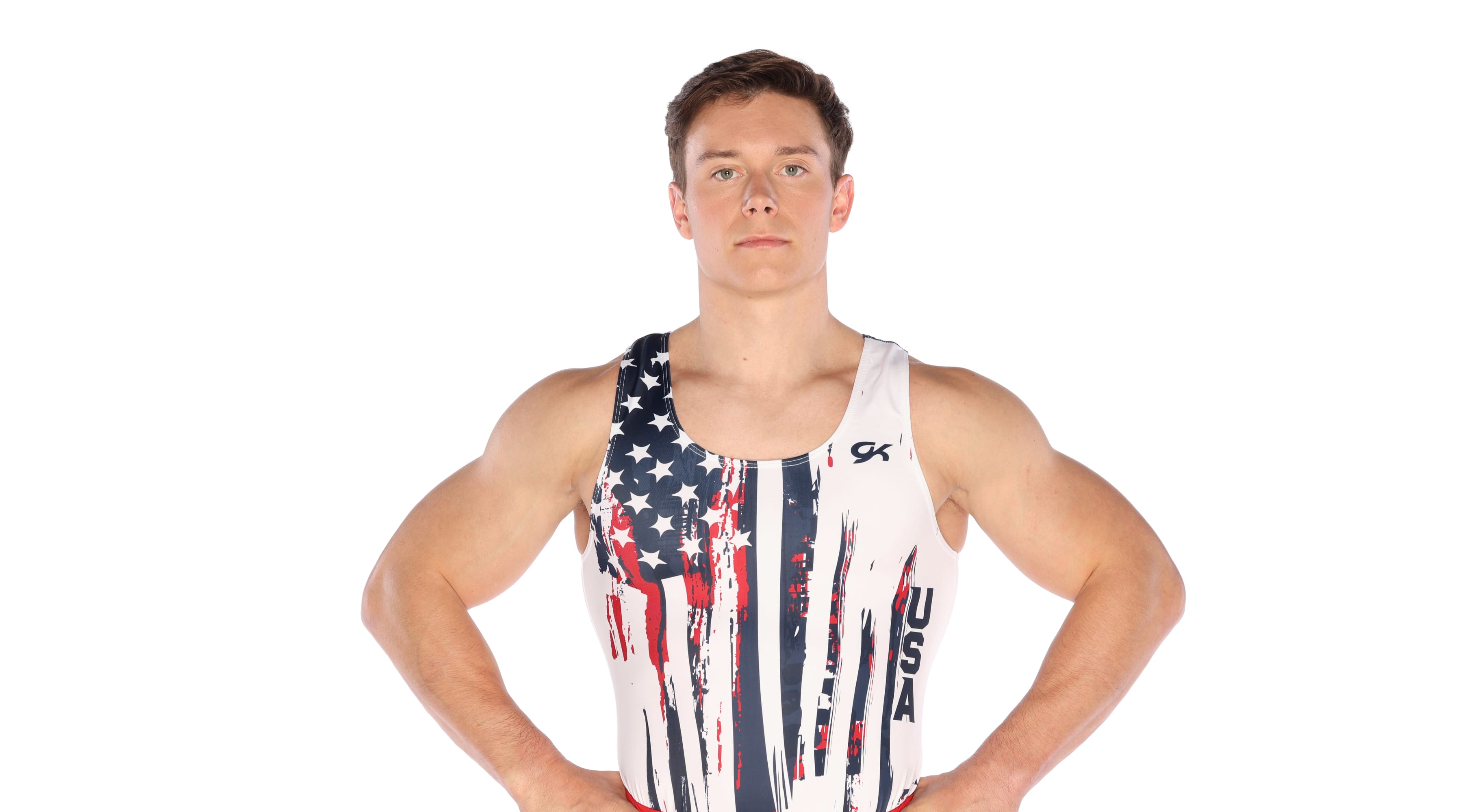 Gymnast Brody Malone poses during the Team USA Paris 2024 Olympic Portrait Shoot at NBC Universal Studios Stage 16 on November 18, 2023