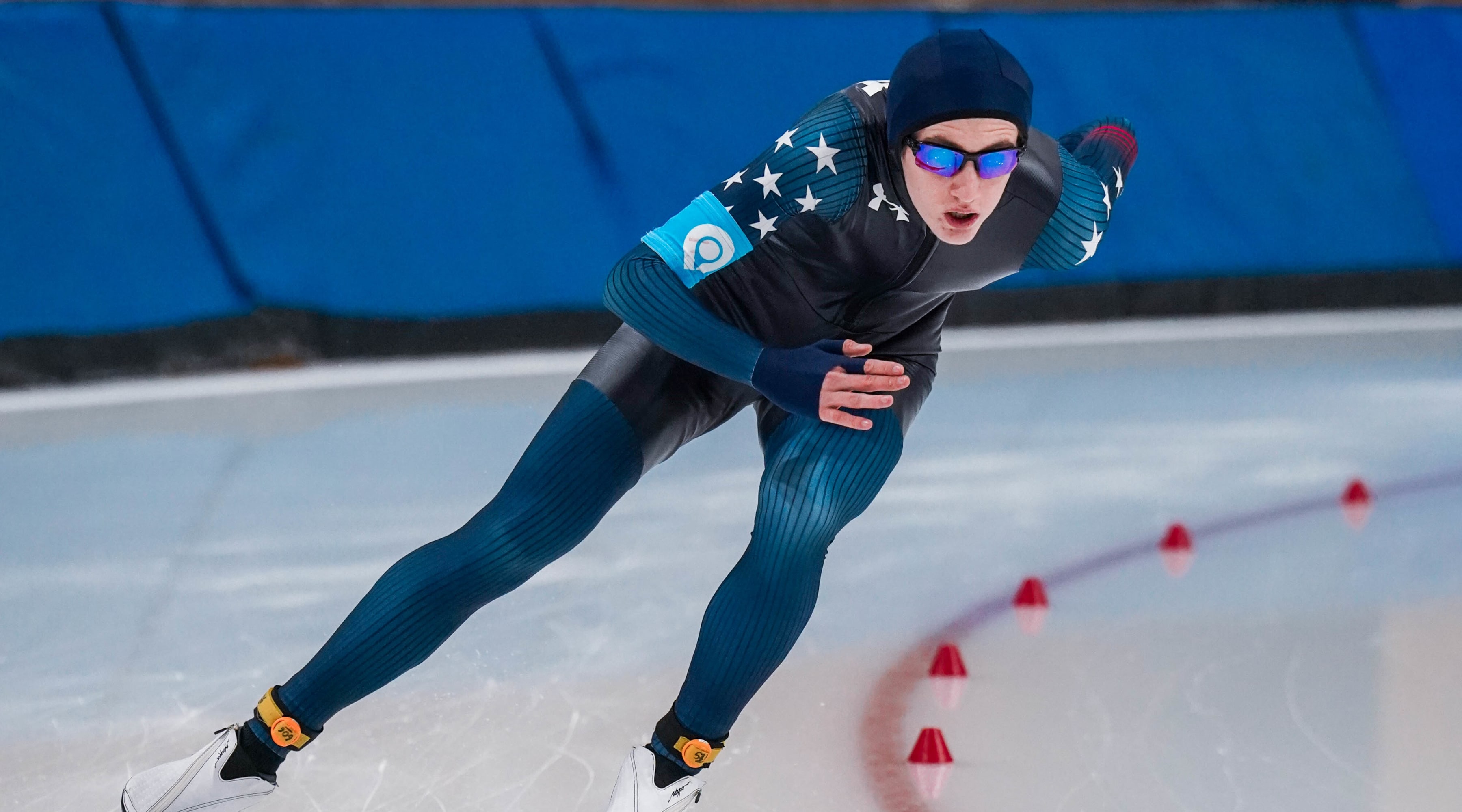 Liam Kitchel competes in the Men's 1000m at the 2024 U.S. Jr. Championships at the Utah Olympic Oval.