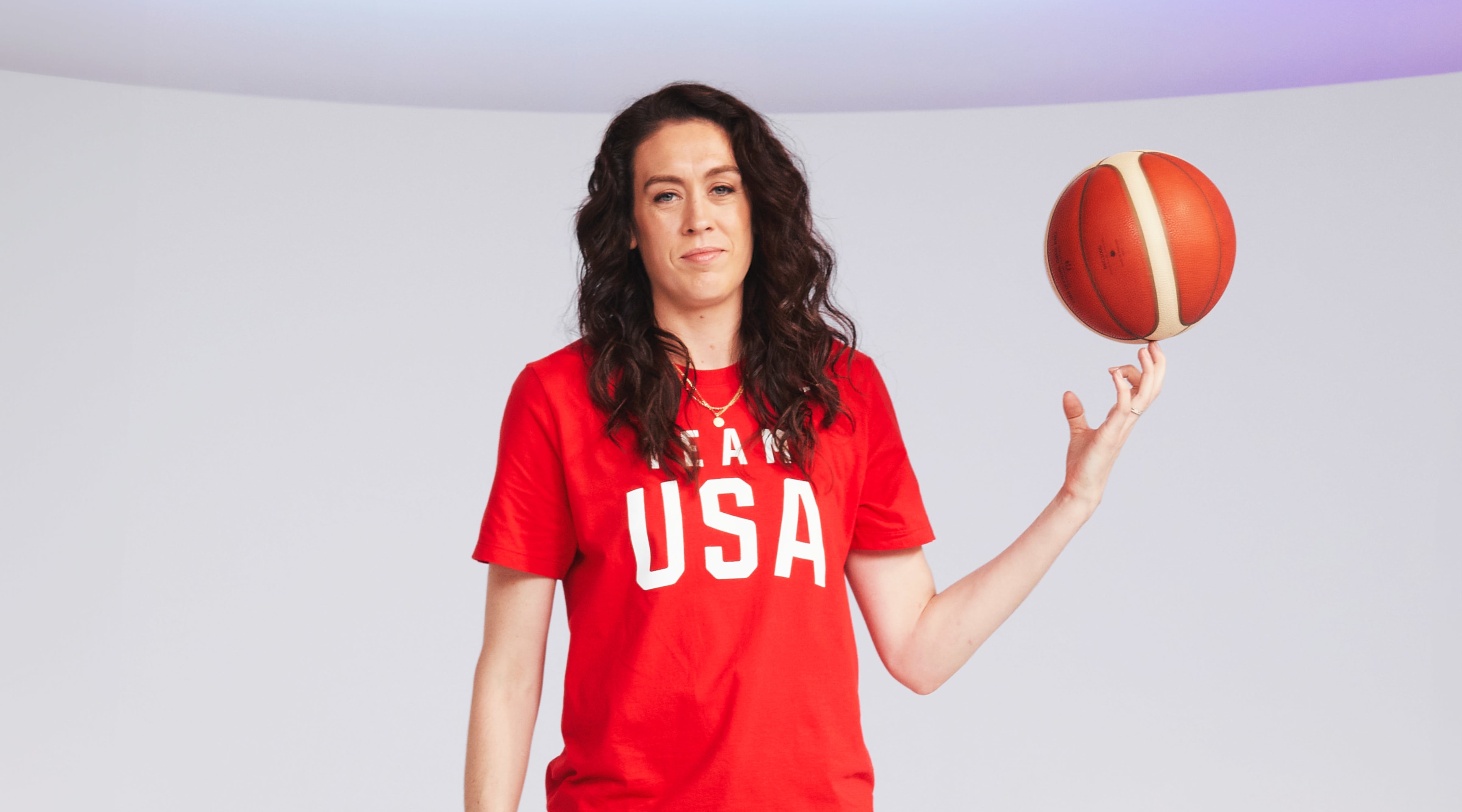 Breanna Stewart poses on set for Team USA in Los Angeles, California.