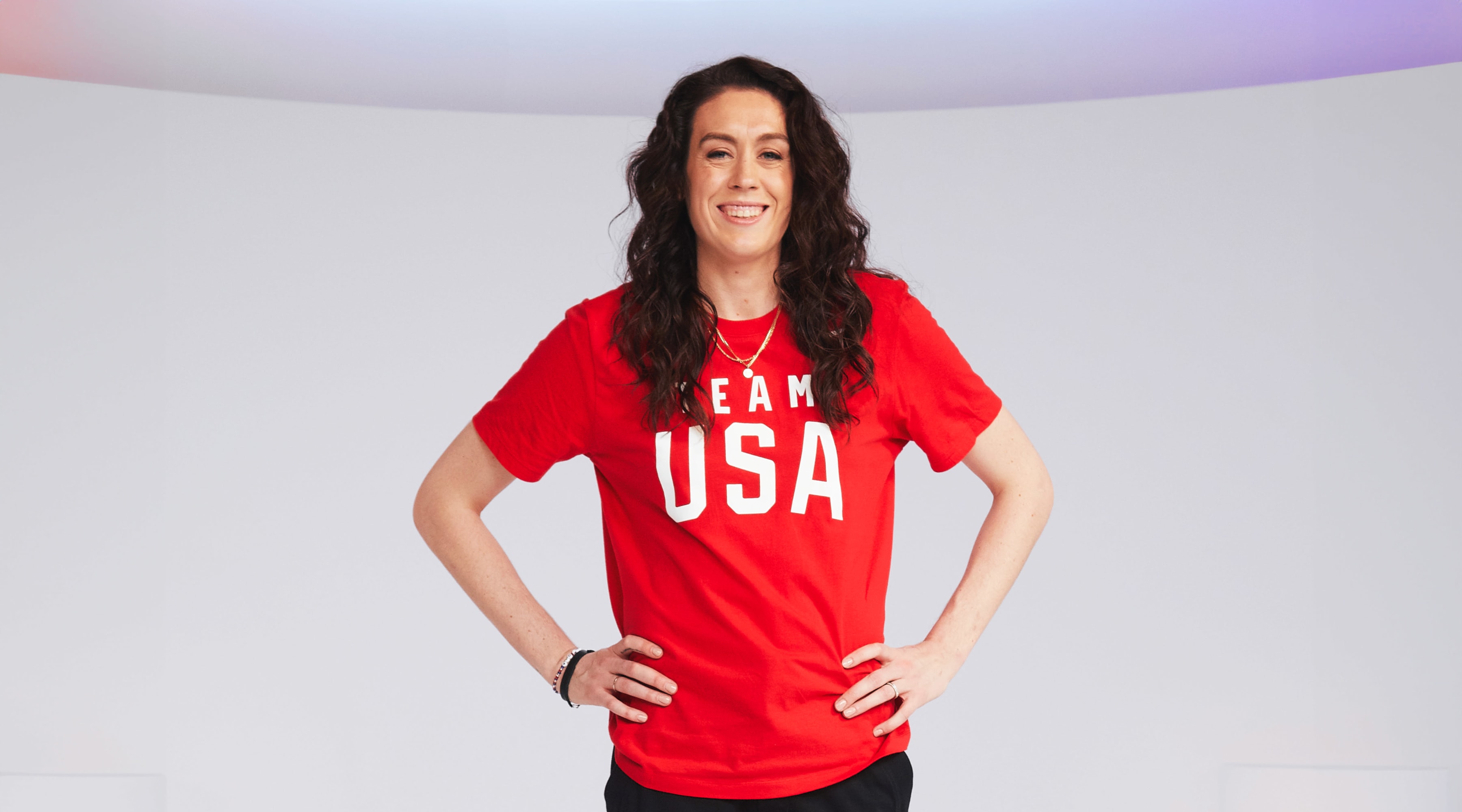 Breanna Stewart poses on set for Team USA in Los Angeles, California.