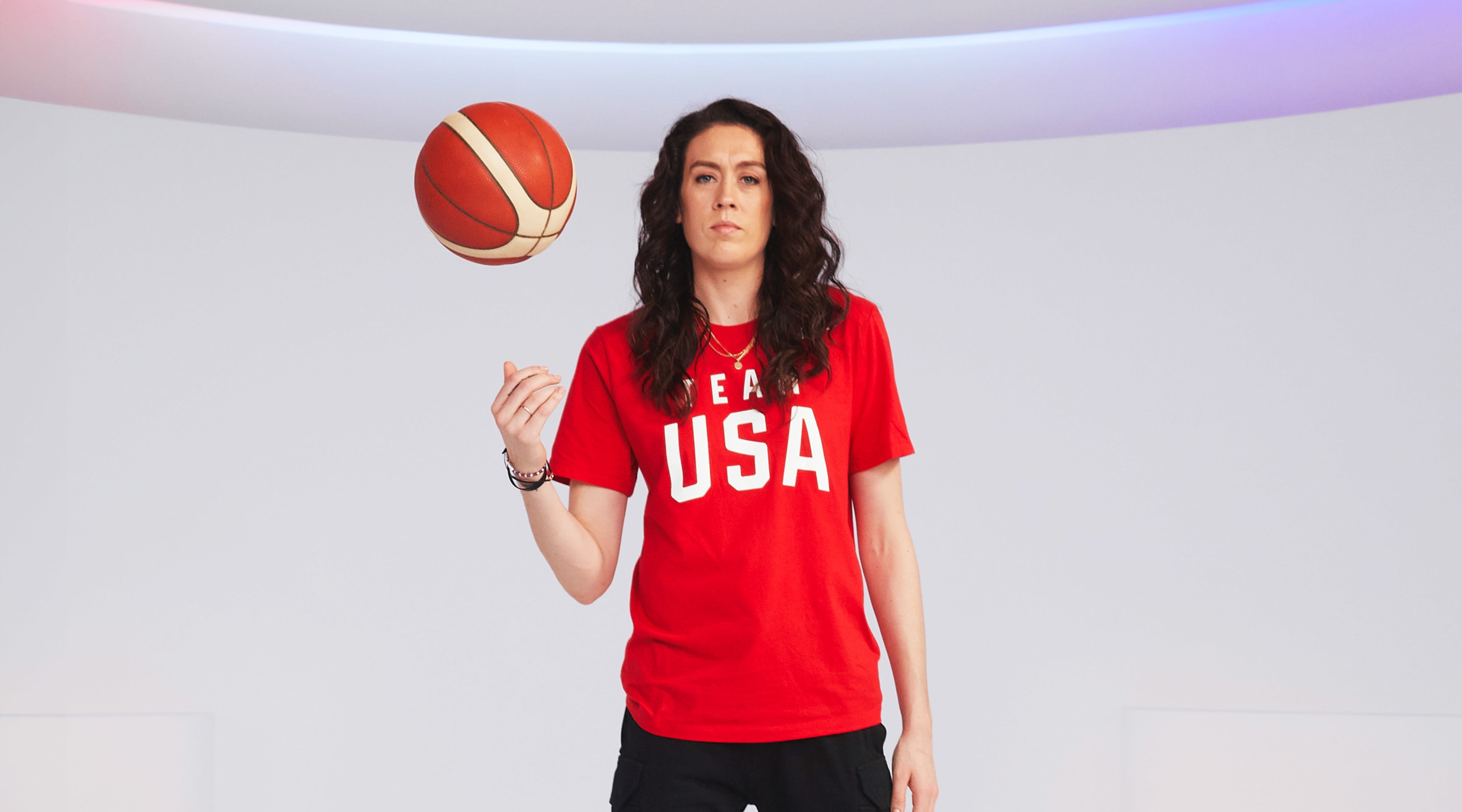 Breanna Stewart poses on set for Team USA in Los Angeles, California.