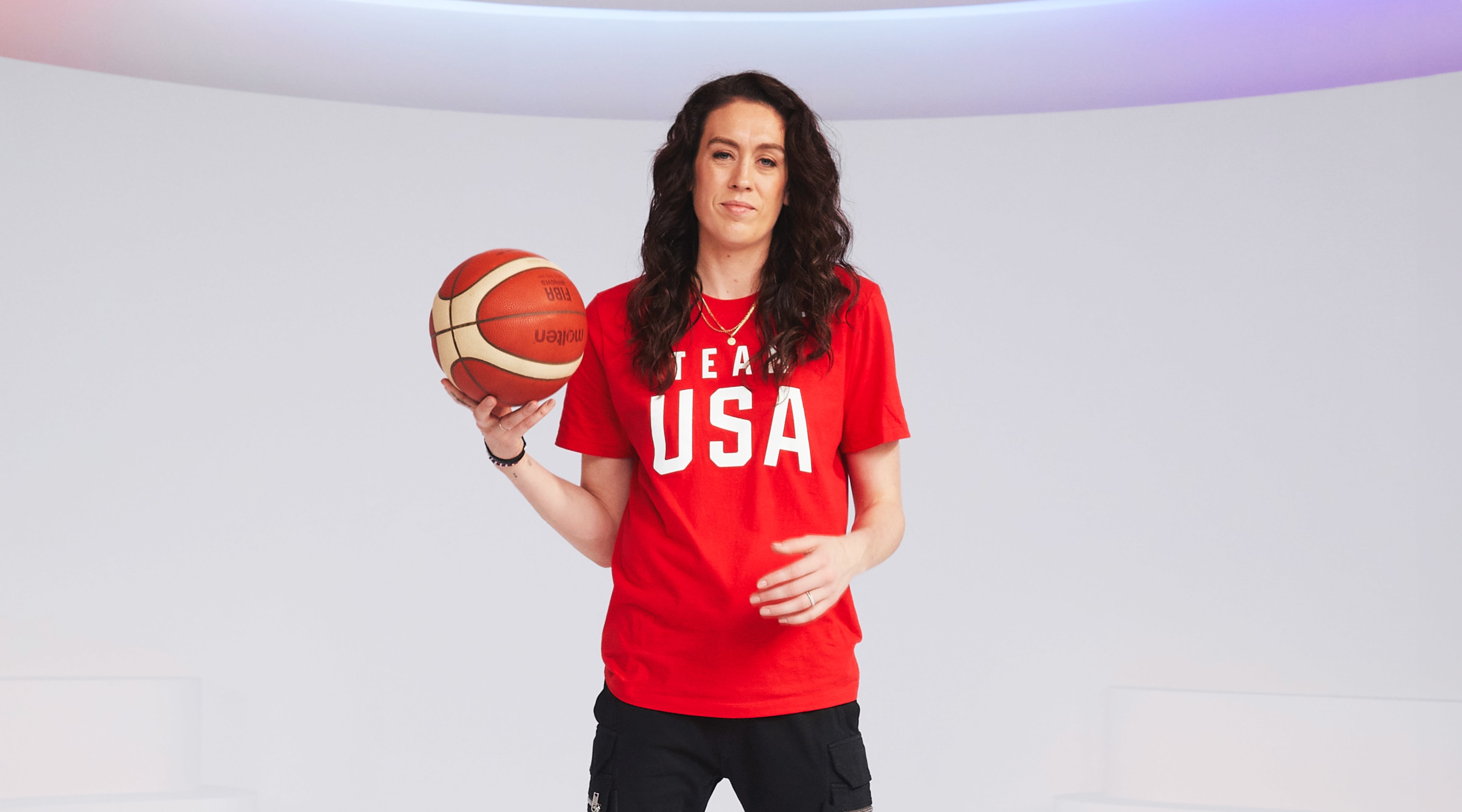 Breanna Stewart poses on set for Team USA in Los Angeles, California.