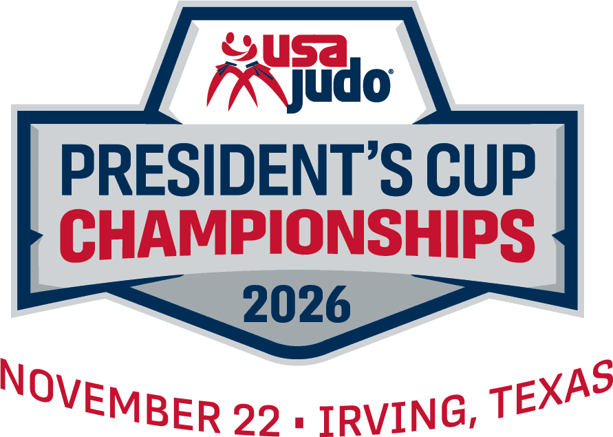 The 2026 USA Judo President's Cup logo is shown with date and location of November 22, 2026, Irving, Texas