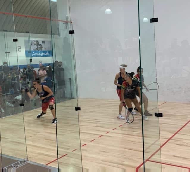 Erika Manilla & Rhonda Rajsich in Quarterfinal Doubles action.