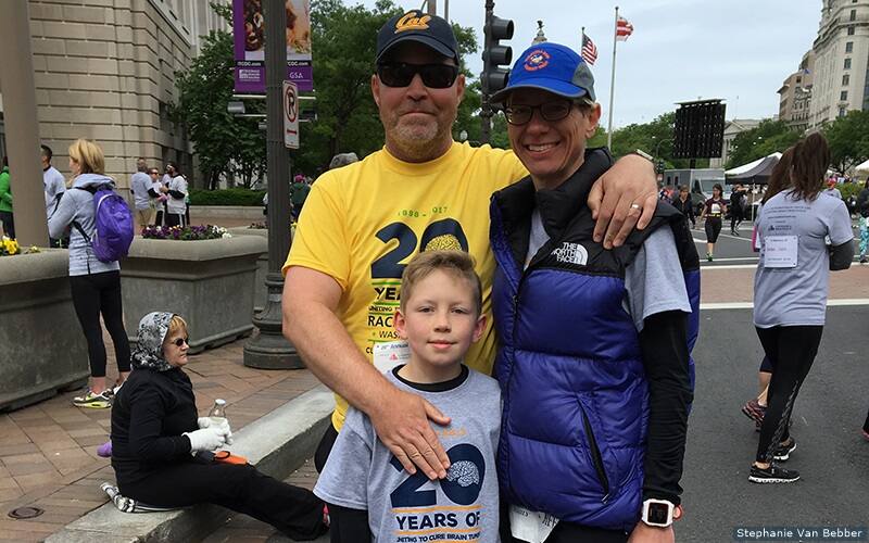 Stephanie poses with her husband, Chris, and their son, Walter, at Race for Hope in Washington D.C. to benefit brain tumor research.