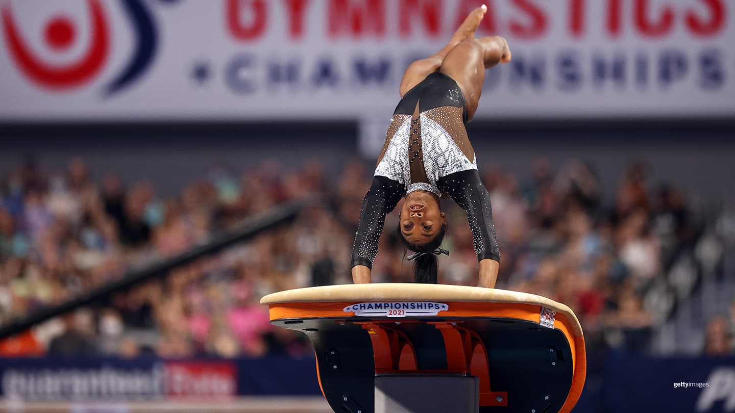 Simone Biles wins record-breaking gymnastics national title