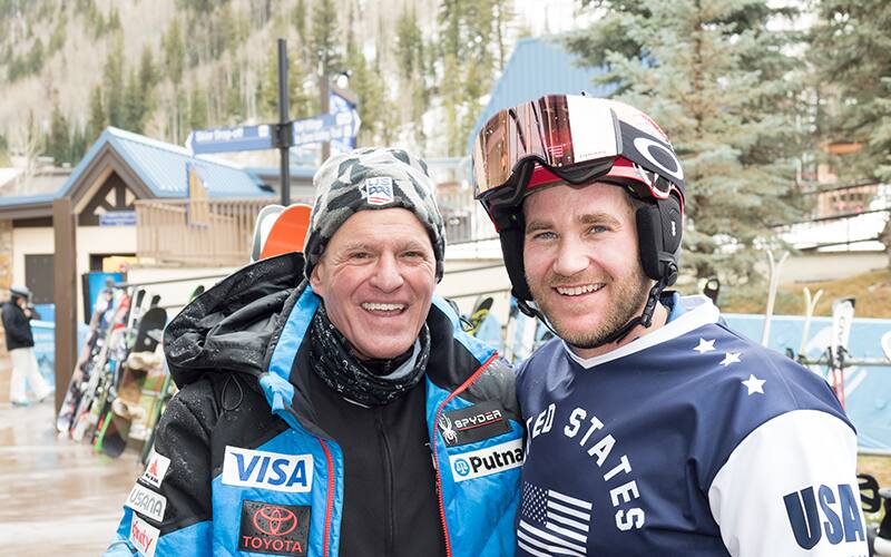 Mike Schultz poses with Dr. Thomas Clanton at the base of Vail Mountain after participating in the Adaptive Spirit races on Saturday, April 7, 2018.