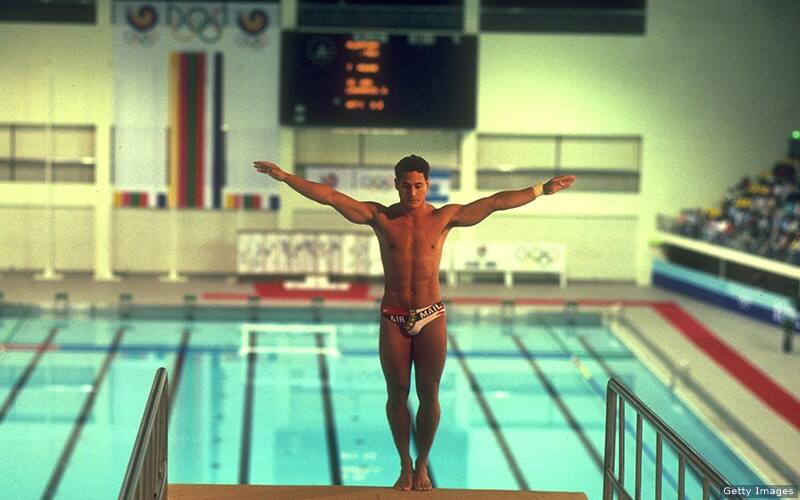 Greg Louganis prepares for a dive during the Olympic Games Seoul 1988.