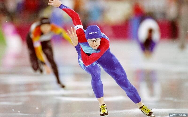 Bonnie Blair races in the Olympic Winter Games Lillehammer 1994.