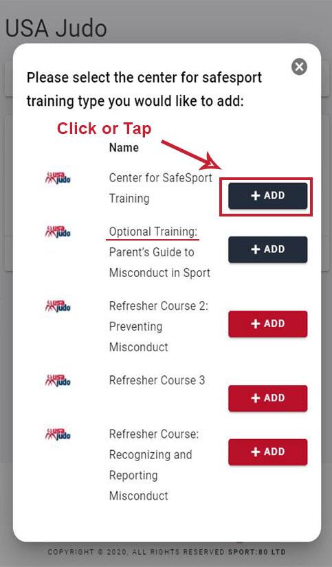 image of add training button