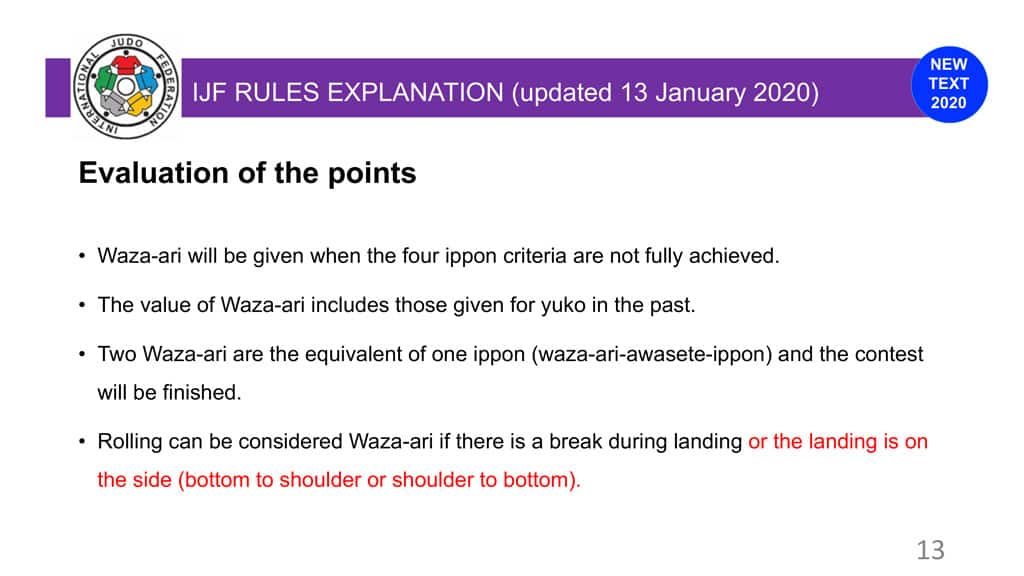 Explanatory Guide of the judo slide 13