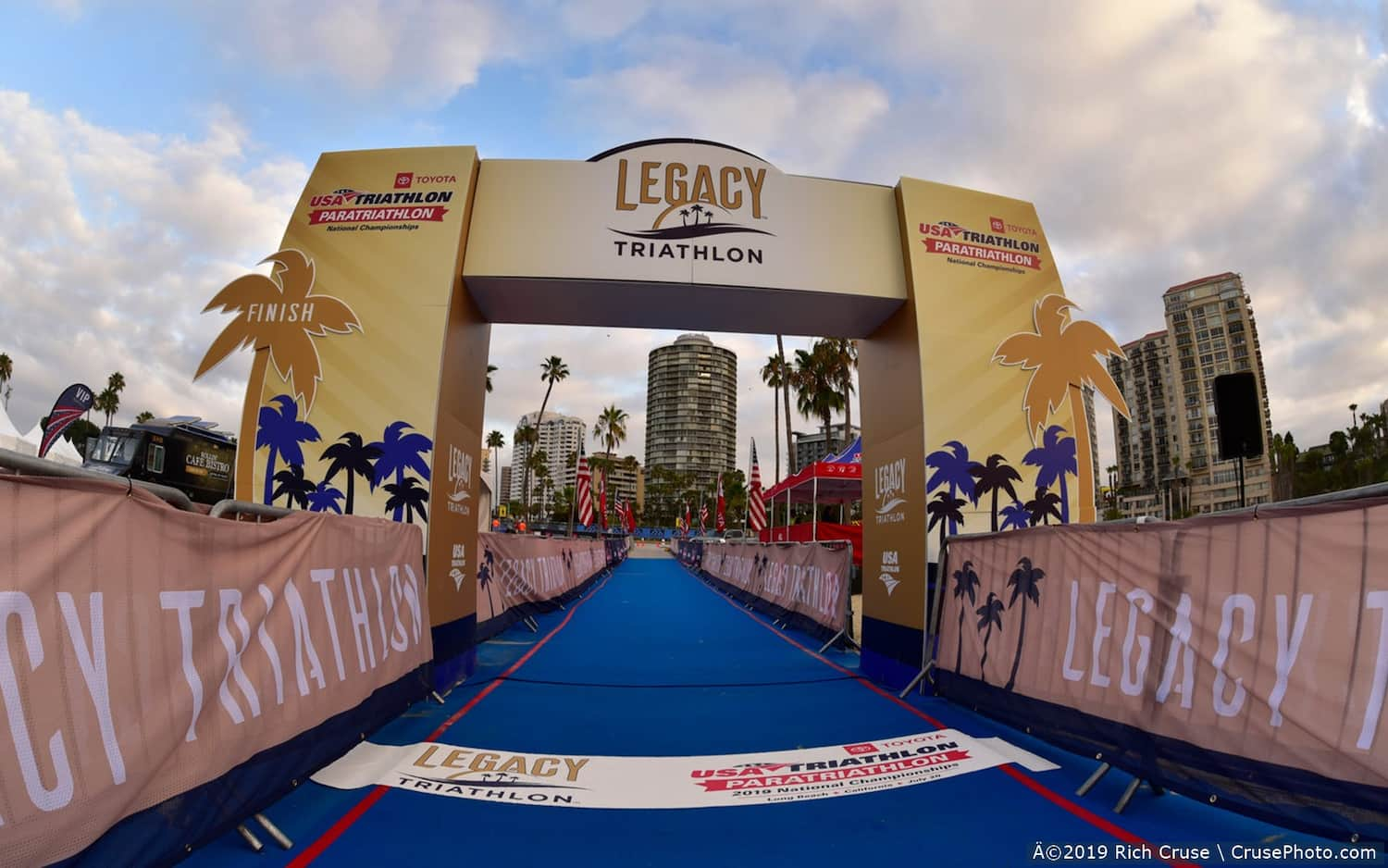 The finish line of the Legacy Triathlon race course.