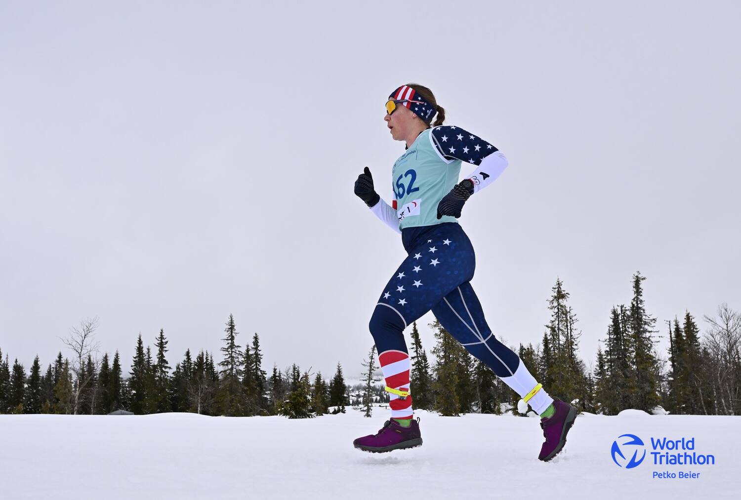 team usa winter world triathlete running