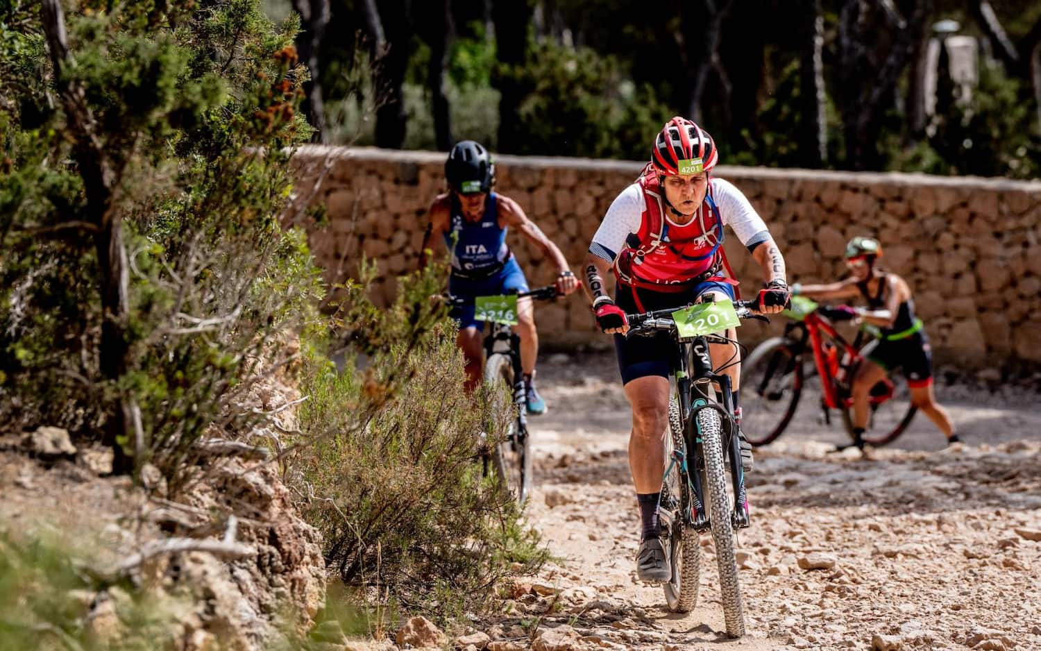 Action shot during 2023 World Triathlon Multisport World Championships, Santa Eulalia, Ibiza.