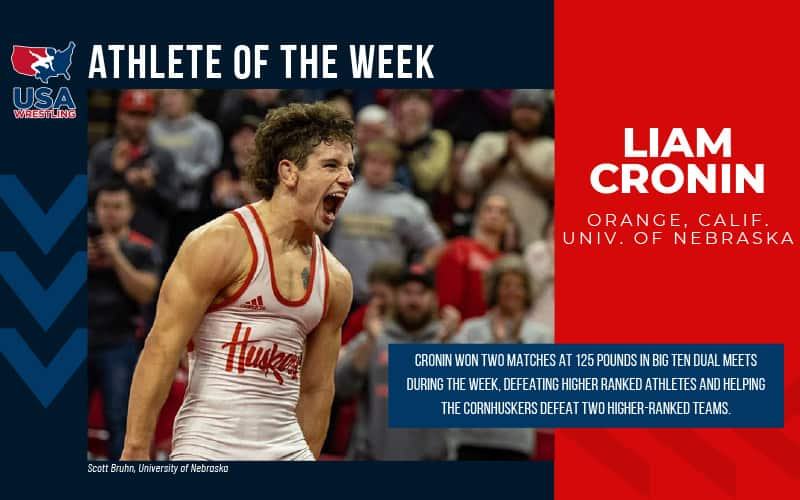 Liam Cronin (Nebraska) Athlete of the Week graphic