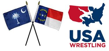 North Carolina state flag, South Carolina state flag, USA Wrestling logo