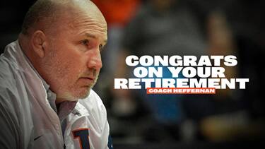 Illinois head coach Jim Heffernan in a graphic on his retirement