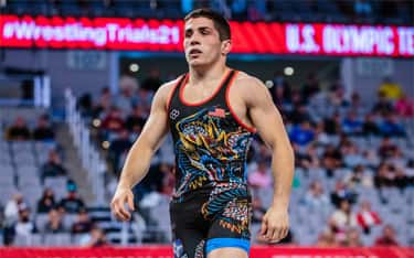 Portrait of Nathan Tomasello on the mats at the U.S. Olympic Team Trials in Fort Worth, Texas