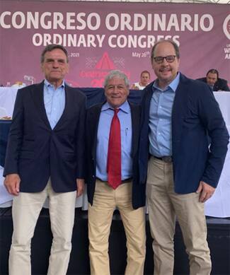 Stan Dziedzic, Rick Tucci and Rich Bender pose together at the UWW Americas Congress in Guatemala City