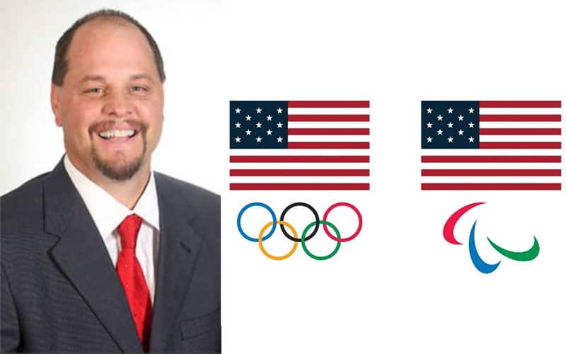 Rich Bender mugshot and USOPC logo