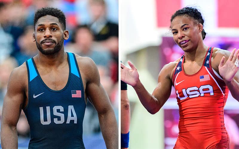 Nahshon Garrett (USA) and Jacarra Winchester (USA) competition portraits