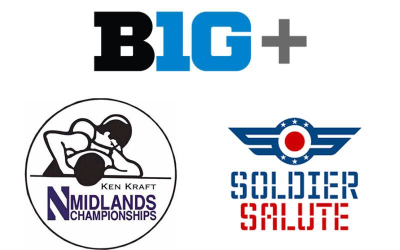 Big Ten Network Plus logo, Midlands logo, Soldier Salute logo