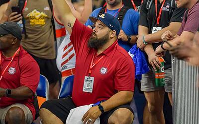 Olympian Robby Smith coaching for Team California at the 16U Nationals in Fargo