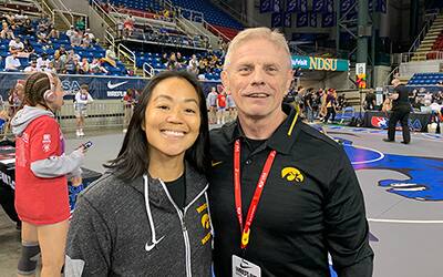 Iowa head coach Clarissa Chun and assistant coach Gary Mayabb.