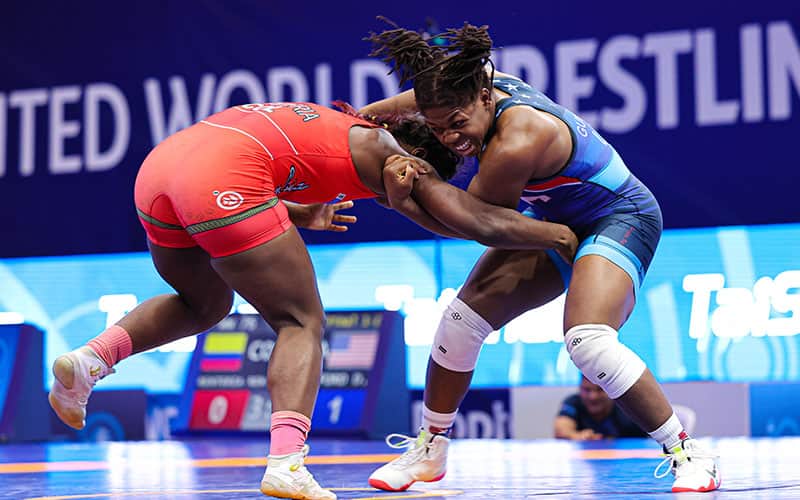 Dymond Guilford (USA) competing in the U23 World finals at 76 kg.