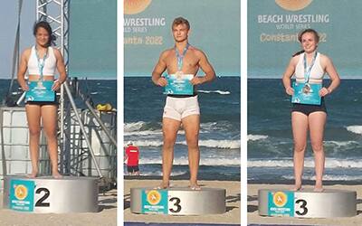 U17 Beach World medalists from Team USA: Alessandra Elliott (silver), Lars Michaelson (bronze), Ciara Riner (bronze)